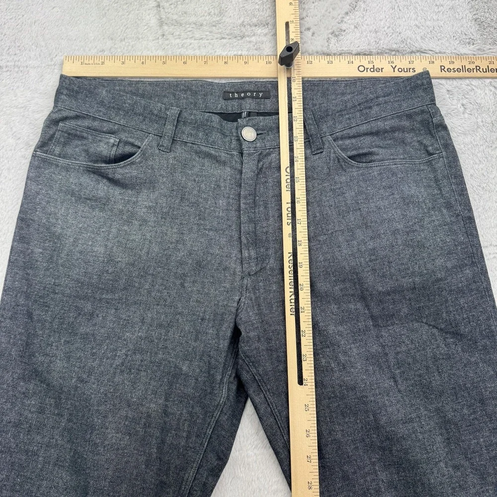 Theory Pants Mens 34 x 29 Gray Blue Cotton Stretch Casual Slim Trouser Straight